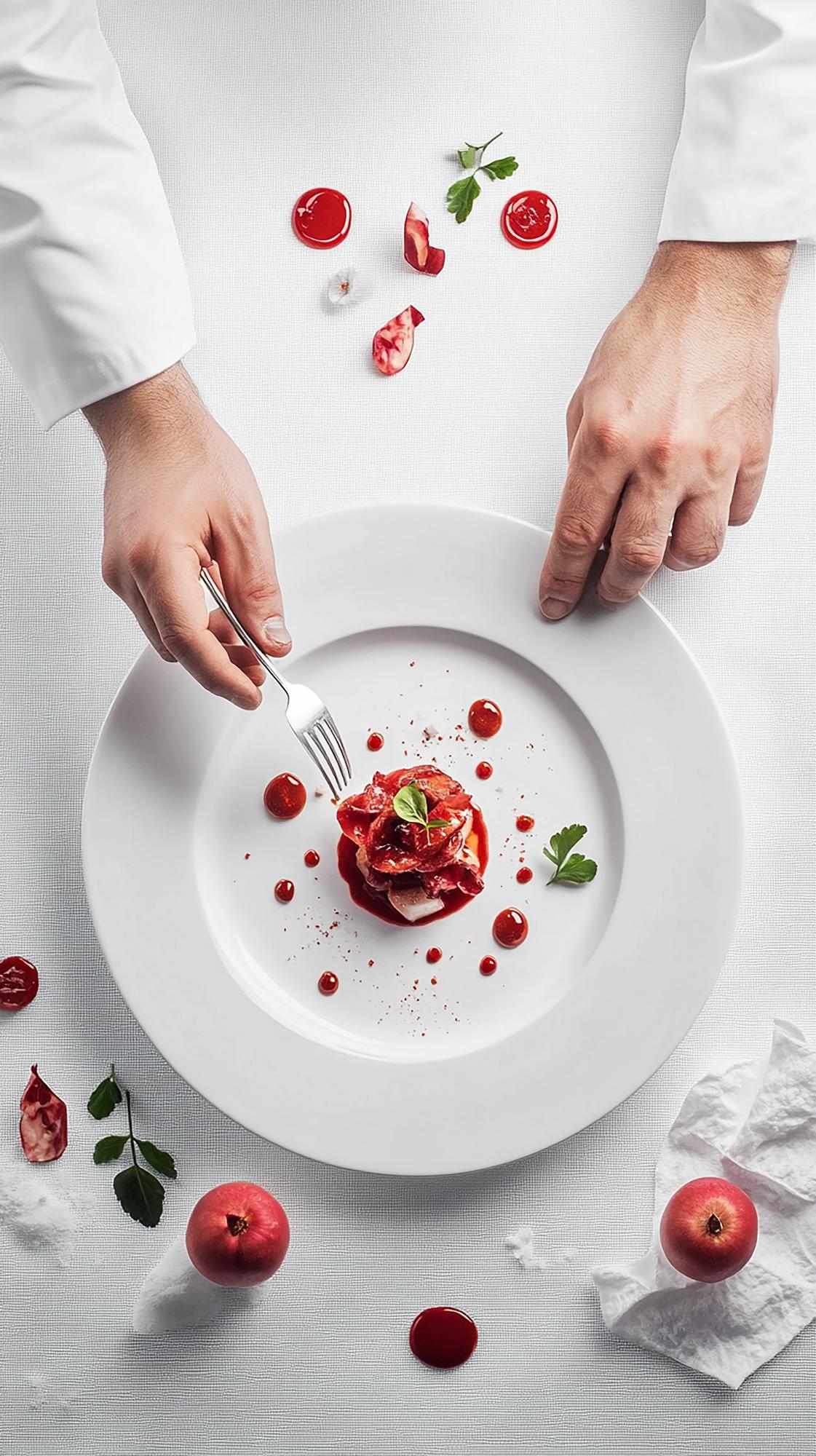 chef plating a composed dish
